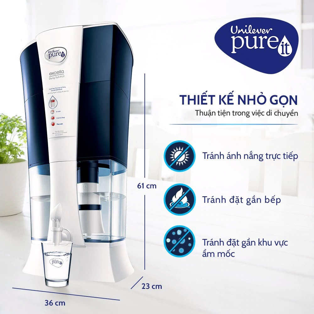 Máy lọc nước Unilever Pureit Excella 9L - Hàng Chính Hãng