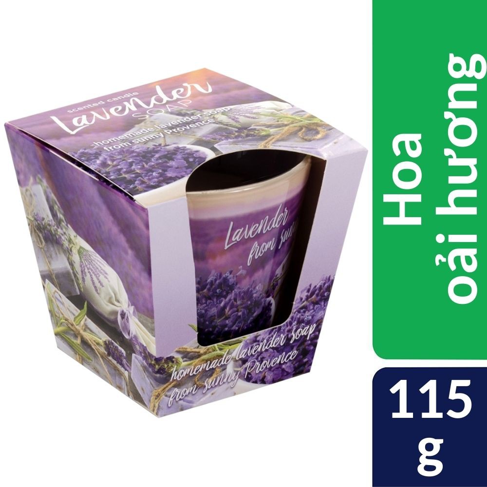 Ly nến thơm khử mùi Bartek Lavender Fields & Soap 115g QT04965 - cánh đồng oải hương (giao mẫu ngẫu nhiên)
