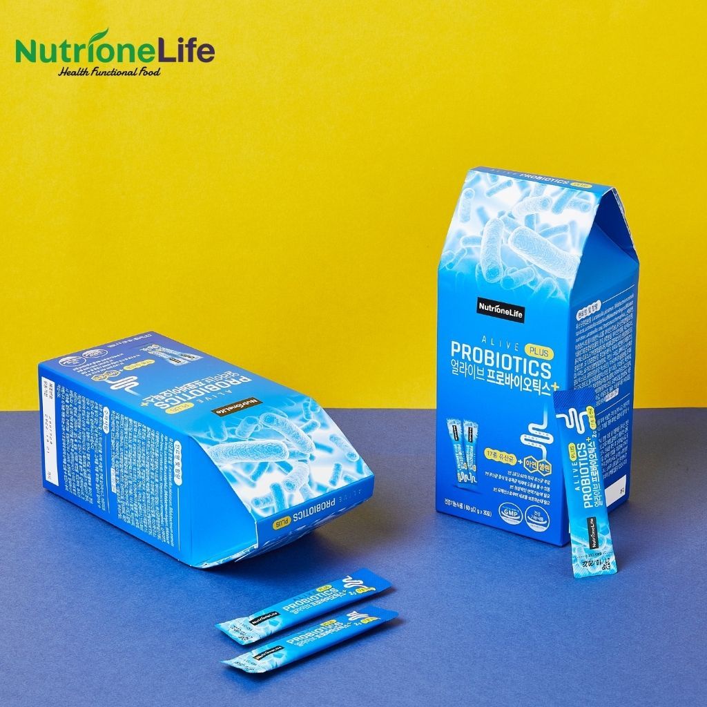 Combo 2 Gói Men Vi Sinh Alive Probiotics Plus 17 Chủng, Kẽm,Selen Cải Thiện Tiêu Chảy,Táo Bón,Rối Loạn Tiêu Hóa 2g/Gói