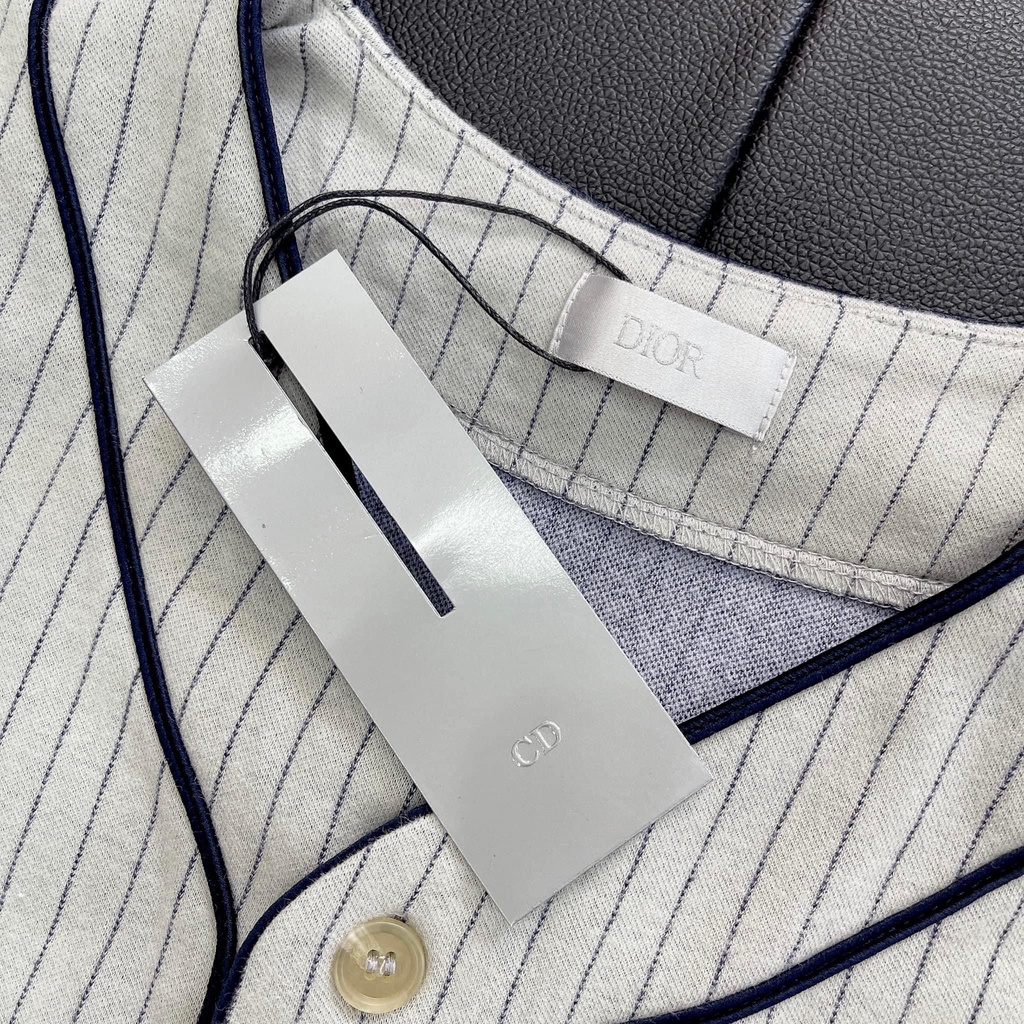 Áo DlOR Ivory Pinstriped 'Dior Atelier' Baseball Jersey