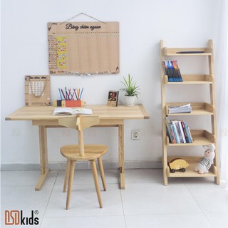 Bàn học cho bé 🛑FREESHIP🛑 Bộ bàn học gỗ tự nhiên nâng hạ độ cao 3 mức điều chỉnh thông minh cho bé