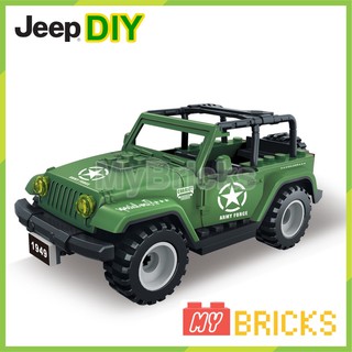 Lắp ráp mô hình xe JEEP quân đội màu xanh lá đóng túi OPP - MR2017