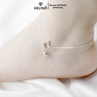 Lắc chân bạc nữ HELINO hình mèo nối chuông, trang sức phụ kiện lấp lánh LC01