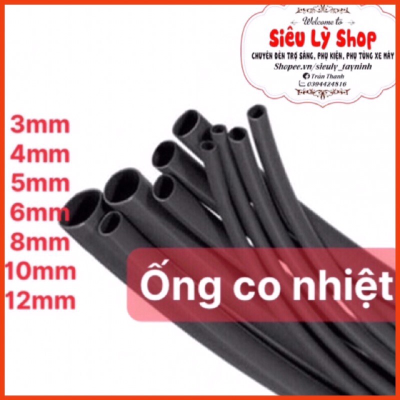 Ống co nhiệt 3mm 4mm 5mm 6mm 8mm 10mm 12mm - Dài 1m