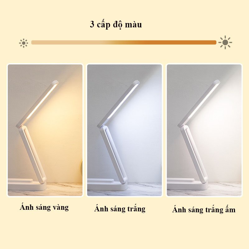 Đèn Học Để Bàn  - Đèn Học Tích  Nhỏ Gọn 3 Chế Độ Ánh Sáng Tăng Giảm Độ Sáng DH03