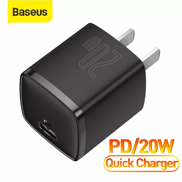 Củ sạc Baseus 20W USB C hỗ trợ sạc nhanh Type C PD cho iPhone 12 Pro Max 11 Mini 8 Plus