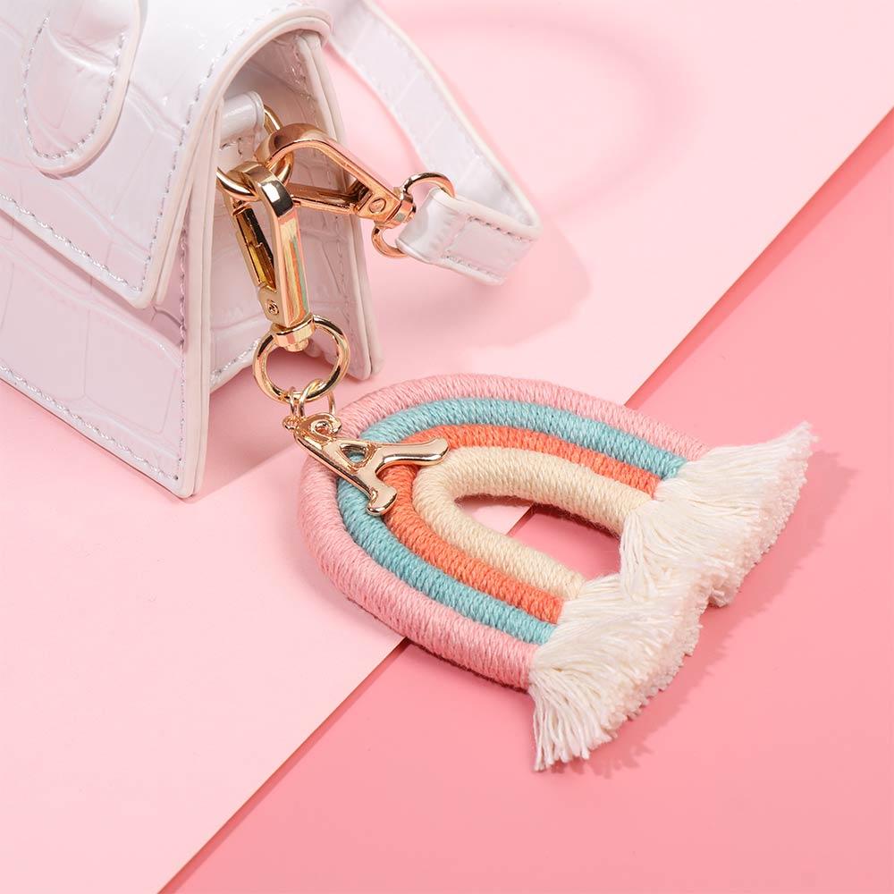 ROWANS Rainbow Keychains DIY Clips Bag Hook Weaving