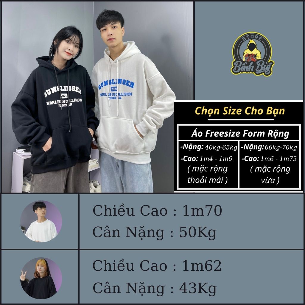 Áo Hoodie Nam Nữ Unisex Bình Bùi Store Chất Nỉ Bông Form Rộng Cao Cấp Phong Cách Hàn Quốc | BigBuy360 - bigbuy360.vn