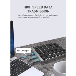 Bàn Phím Số 28 Phím Bluetooth Hub 3.0 Kỹ Thuật Số Bằng Kim Loại Có Thể Sạc Lại Cho Máy Tính Bảng / Laptop