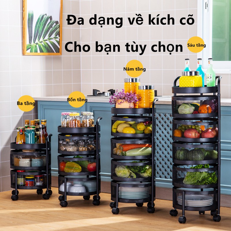 Kệ Rổ Xoay, Kệ Gia Dụng Để  Bếp Đựng Đồ Nhiều Tầng Đa Năng Tiện Dụng Phiên Bản 2021