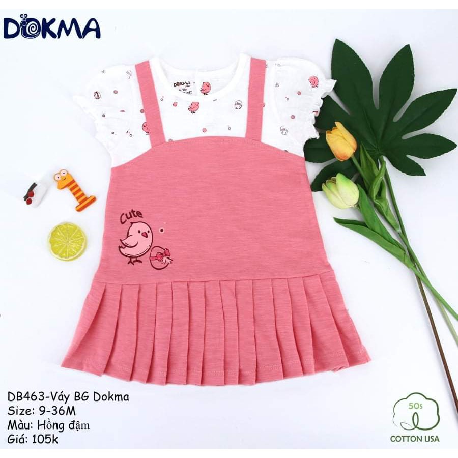 (6-&gt;9 tháng) Váy đầm bé gái dạng yếm Dokma chất Organic cotton USA siêu thoáng mát (DB463)