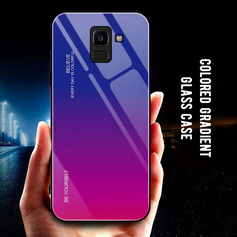 Ốp lưng mặt kính cường lực màu gradient cao cấp cho Samsung Galaxy A8+/A8/A6+/A6/A7 2018/ A720F/A520F | BigBuy360 - bigbuy360.vn