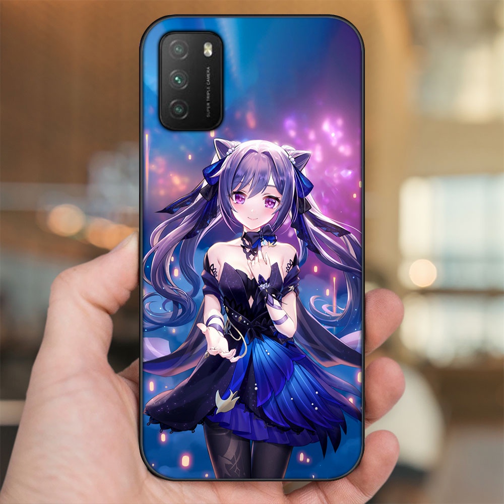 Ốp lưng Xiaomi Poco M3 viền đen in hình Keqing Genshin Impact