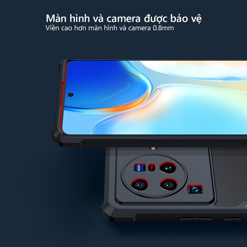 Ốp lưng XUNDD Vivo X80 / X80 Pro Mặt lưng trong suốt, Viền TPU, Chống sốc