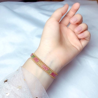 Vòng tay chuỗi hạt đá tự nhiên 14k thời trang