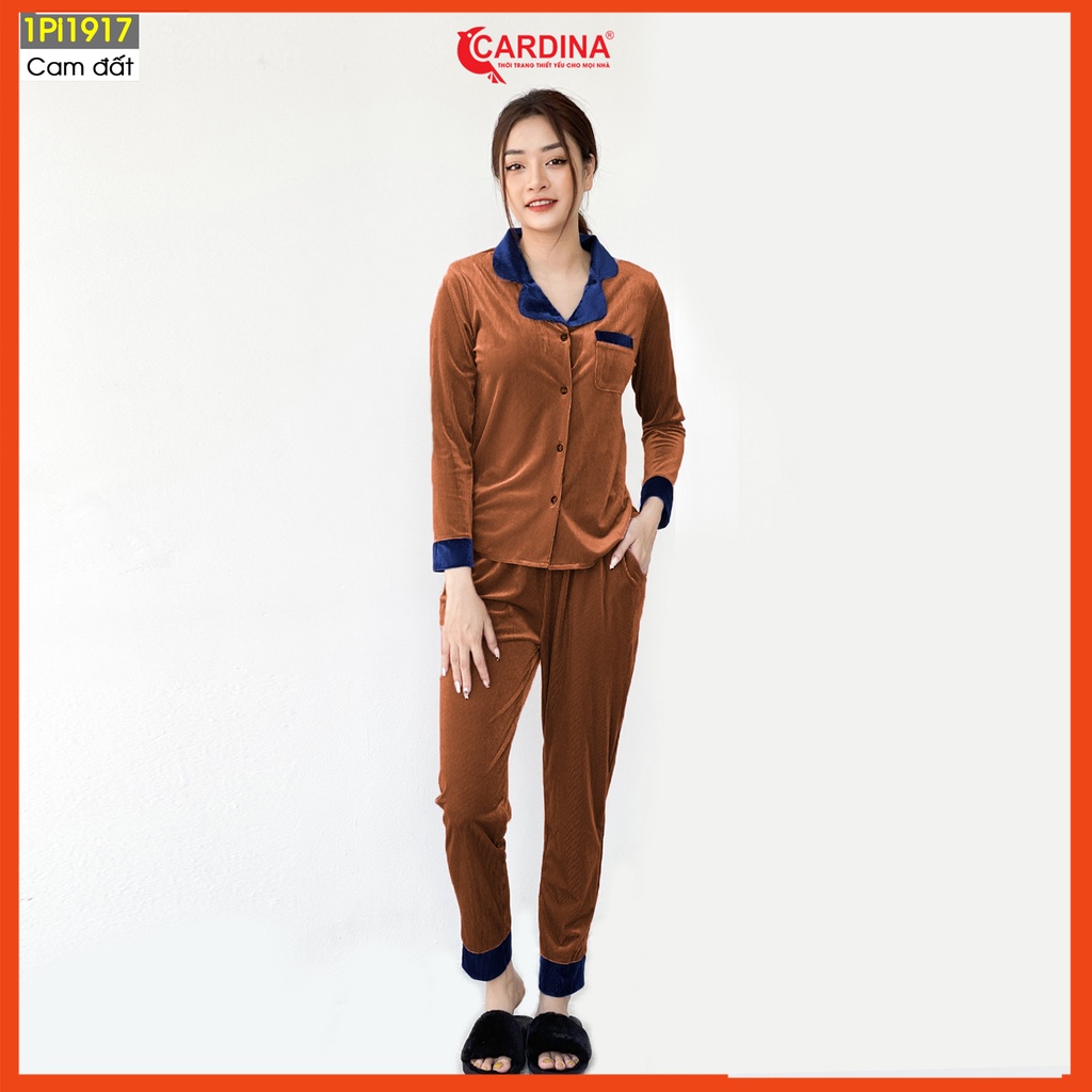 Đồ bộ pijama nữ CARDINA chất nhung tăm cao cấp kiểu dáng thanh lịch sang trọng 1Pi19.