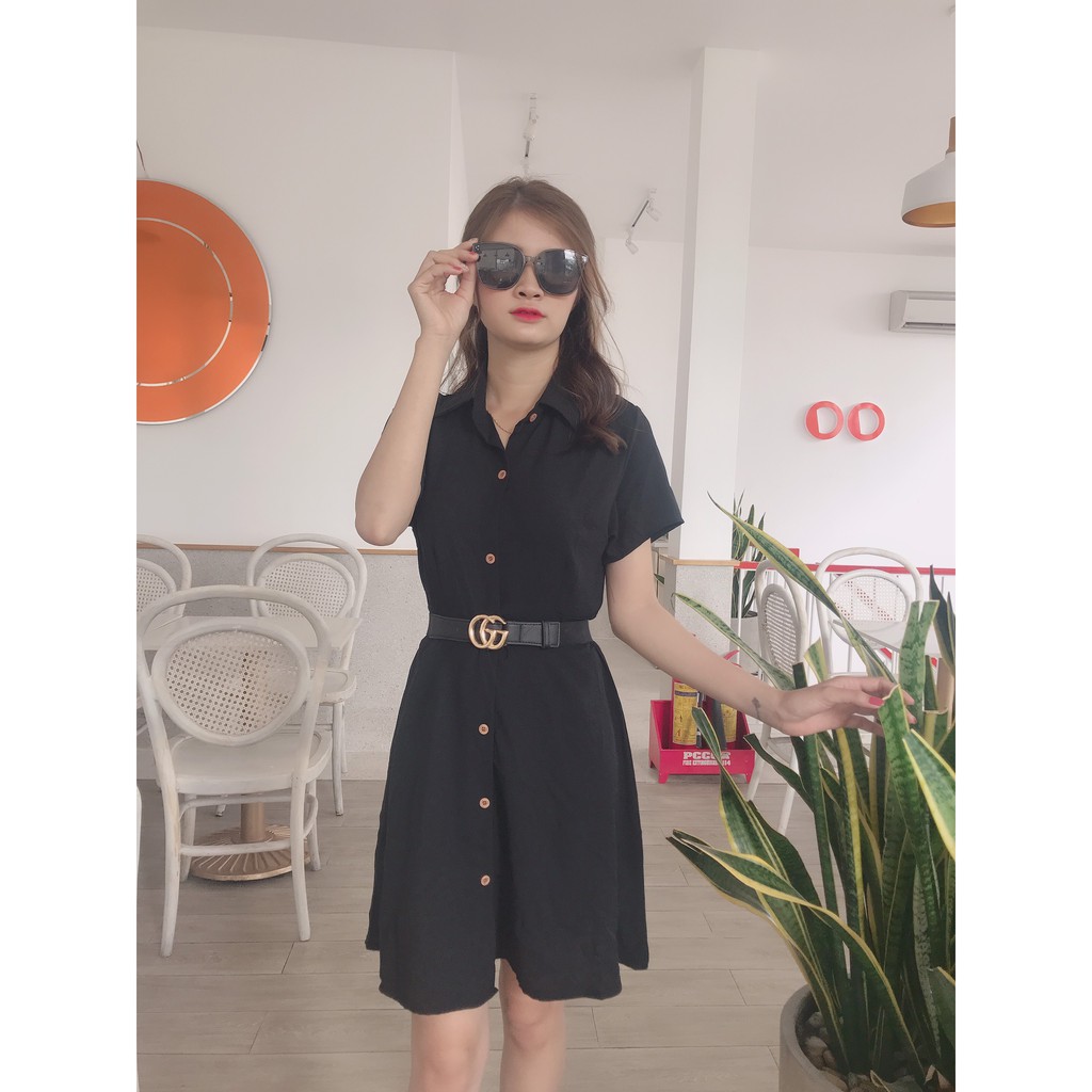 Áo đầm sơ mi lụa ngắn tay ,đầm sơ mi trơn công sở đơn giản ,dáng dài kiểu hàn quốc DK _STORE | BigBuy360 - bigbuy360.vn