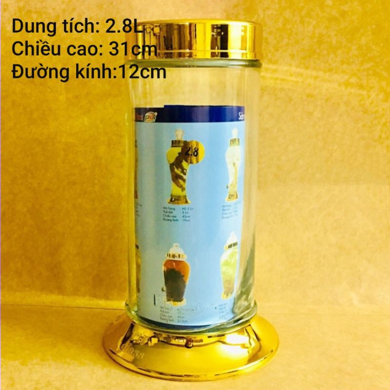 Bình ngâm rượu Phú Hòa trụ ống 1.8L - 2.8L - 3.8L