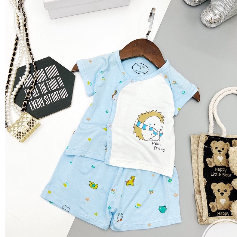 Bộ đồ em bé sơ sinh, bộ đồ cho bé gái bé trai có cúc chất thun lạnh, maza kids có cúc cho bé mesocshop