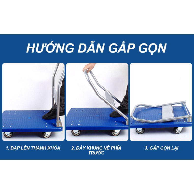 Xe đẩy hàng 150-300 Kg - Nikita - Sàn Nhựa, Chịu Tải Cao, Chống Ăn Mòn Rỉ Sét