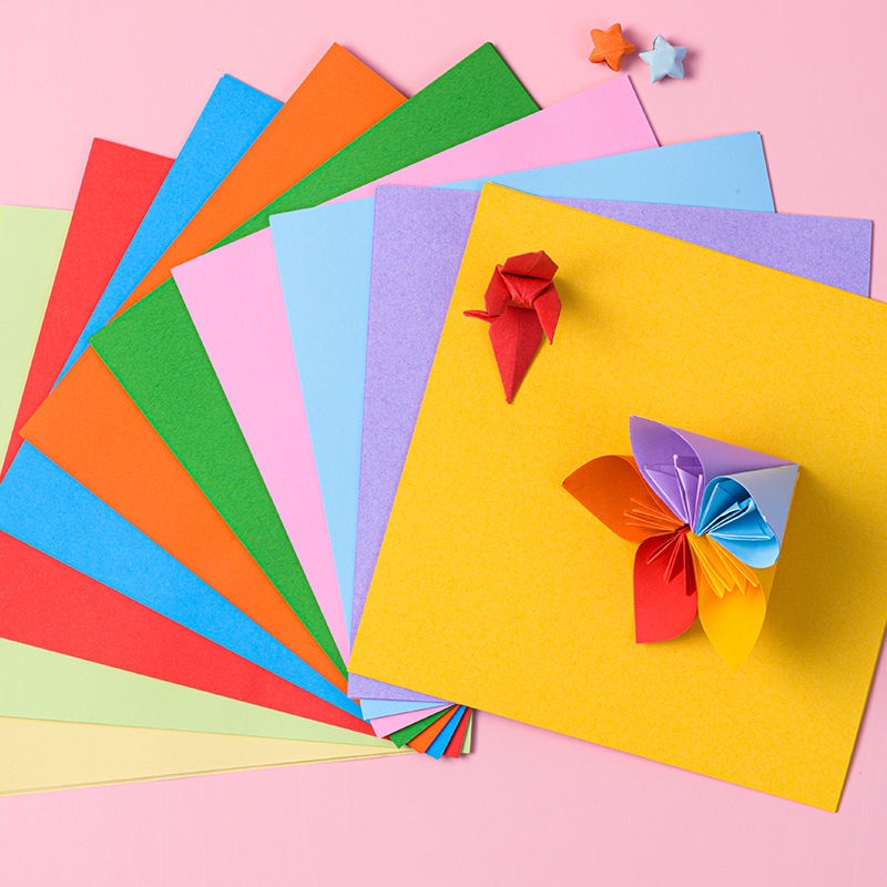 Bộ 200 Miếng Giấy Xếp Hình Origami Hình Vuông Nhiều Màu Sắc