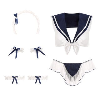 Cosplay nữ sinh phối nơ ngực sexy đáng yêu set đồ ngủ 2 mảnh Anime thủy thủ xuyên thấu hottie cao cấp BIKI HOUSE N763