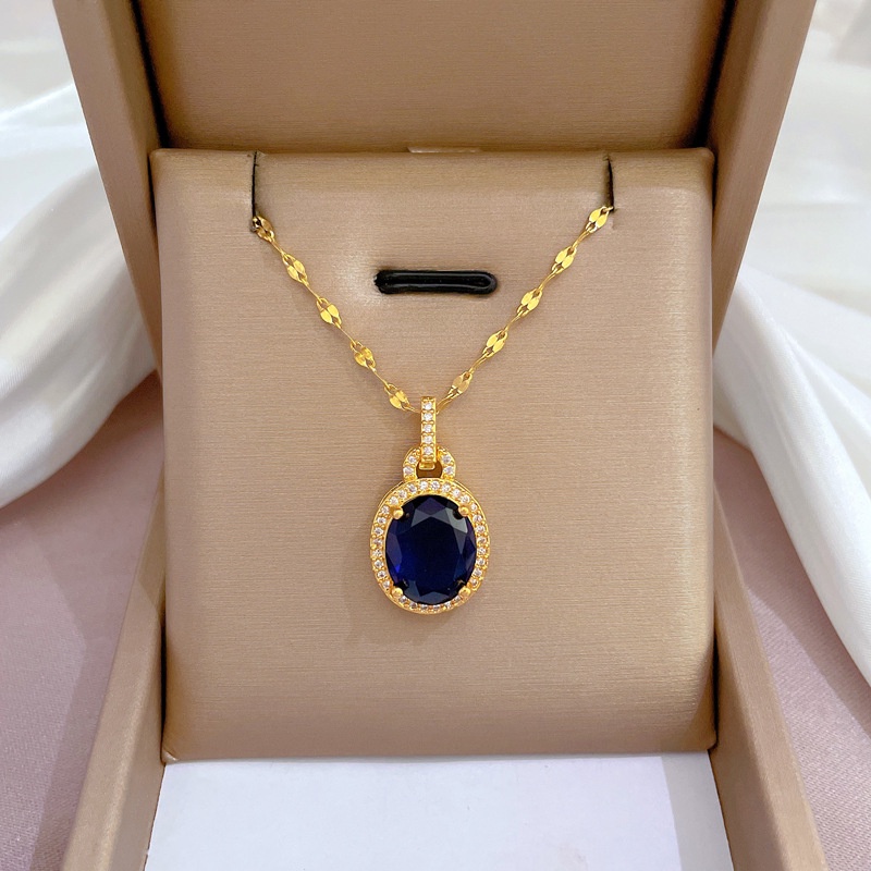 Dây Chuyền Thép Titan Đính Đá Zircon Hình Giọt Nước Sang Trọng Cho Nữ