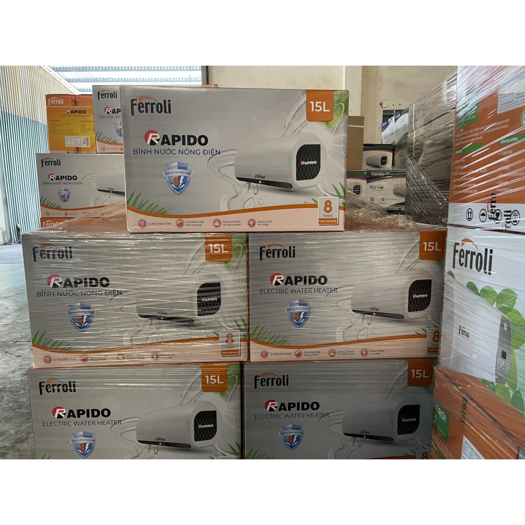 Bình nóng lạnh Ferroli Rapido HD, dung tích 15l/20l/30l, màn hỉnh hiển thị nhiệt độ - Bảo hành 3 năm chính hãng