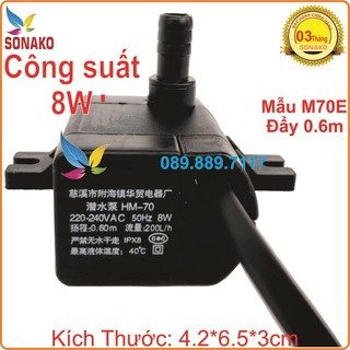 Bơm nước quạt điều hòa hơi nước 8w, Bơm nước bể cá, bơm quạt hơi nước Sonako
