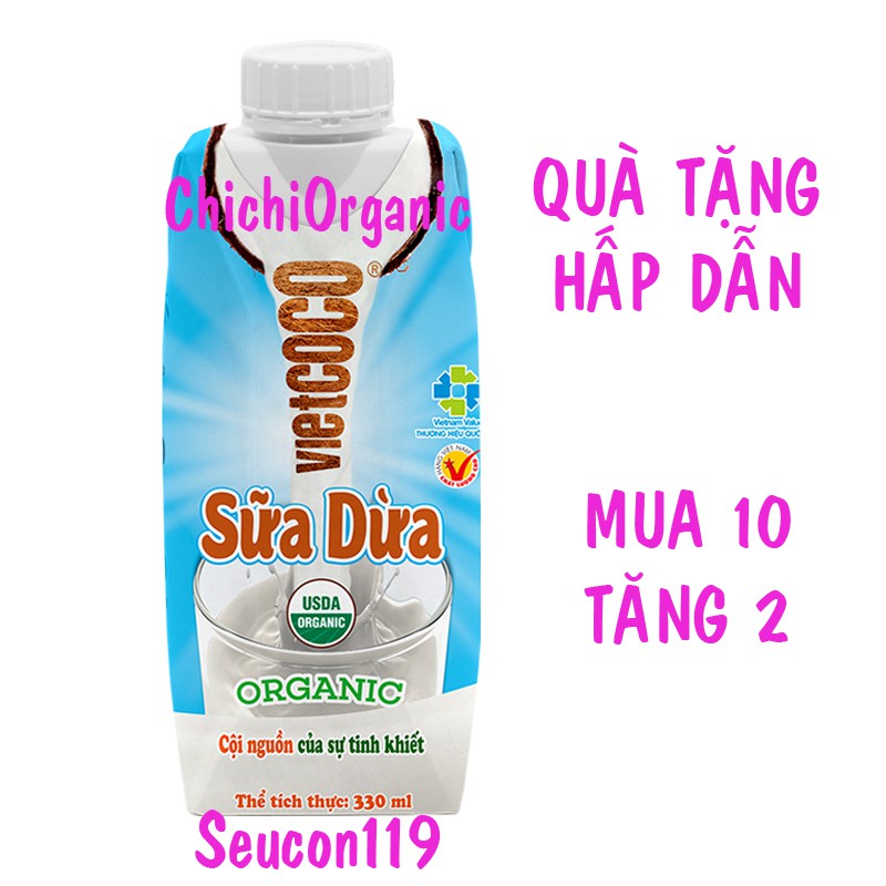 {Date 4/2022} Sữa Dừa Hữu Cơ Vietcoco Oragnic 330ml