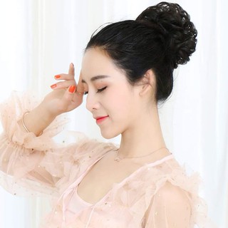 Tóc Giả Búi Xù Sang Trọng Màu Nâu Đen