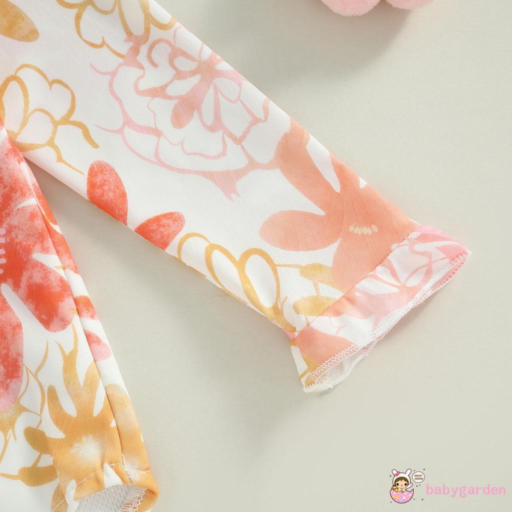 Bộ Đồ Bơi Một Mảnh Tay Dài Cổ Tròn In Hoa Có Khóa Kéo Thời Trang Dành Cho Bé Gái 1-5 Tuổi