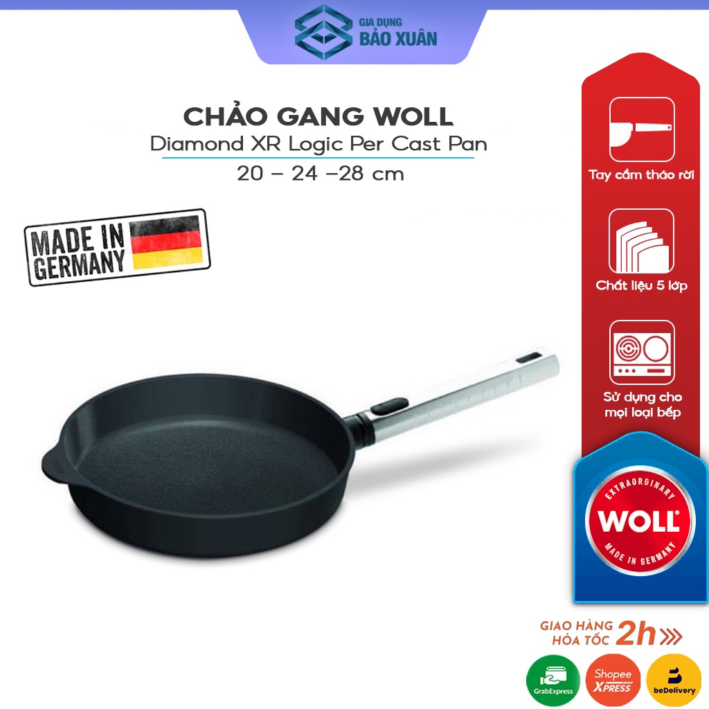 Chảo gang chống dính Woll DIAMOND XR LOGIC PER CAST PAN Made in Germany