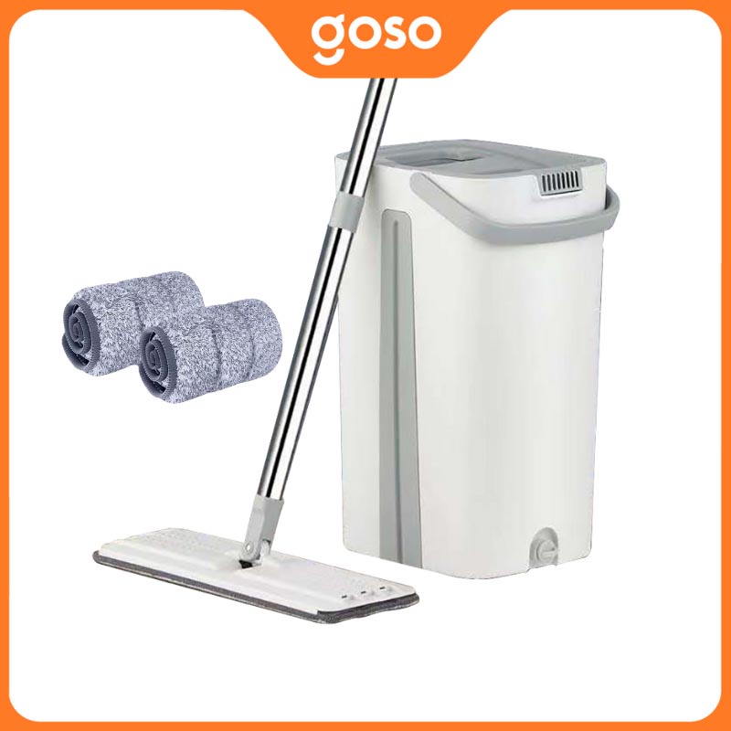Bộ Cây Lau Nhà GOSO X2, Bộ Cây Lau Nhà Tự Vắt Xoay 360 Độ Kèm Thùng Tự Vắt Cao Cấp GSX-2