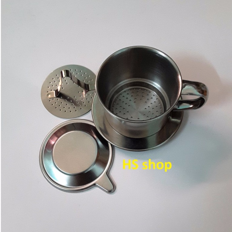 Bộ Phin pha cà phê inox (Cỡ 6) và Ly thủy tinh 175ml kèm đế - NPP HS shop
