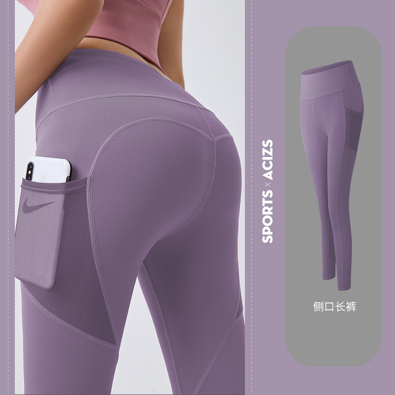 Quần Legging Thể Thao Nâng Hông Có Túi Màu Kẹo Dành Cho Nữ