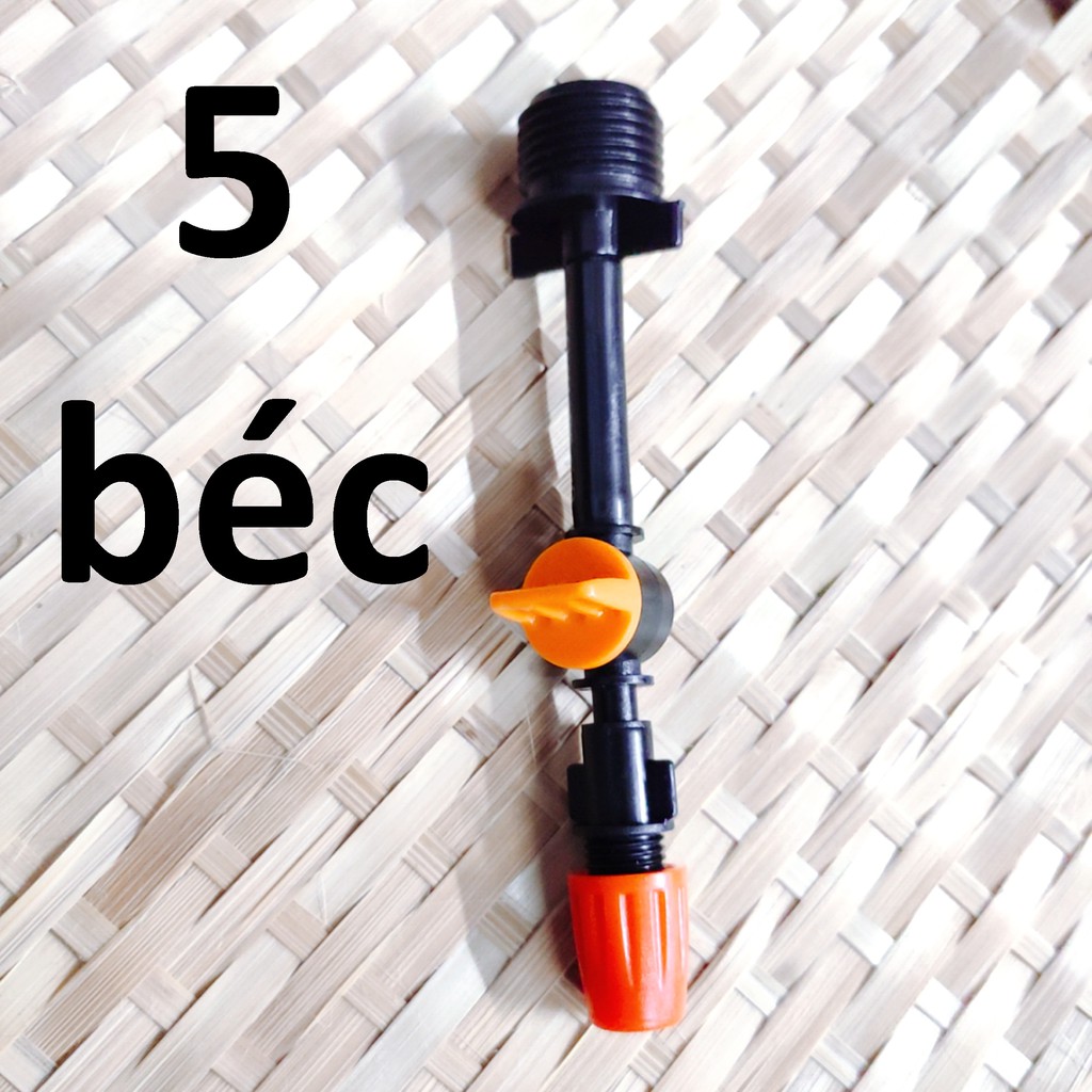 5 Béc tưới cây, phun sương 1 tia nhựa, có van khóa đầu béc, kết nối ren 21mm