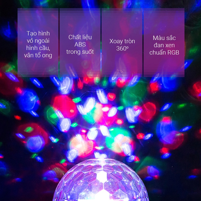 ĐÈN LED VŨ TRƯỜNG TO NHÁY TẾT NHÁY THEO NHẠC TÍCH HỢP LOA BLUETOOTH MỚI NHẤT 2023- ĐÈN LED 7 MÀU XOAY 360 ĐỘ