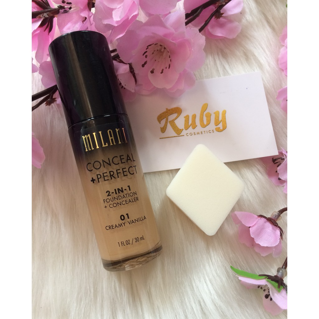 Kem Nền Milani CONCEAL + PERFECT 2 In 1  Foundation + Concealer (30ml) (Che khuyết điểm, che thâm mụn, che thâm nám)