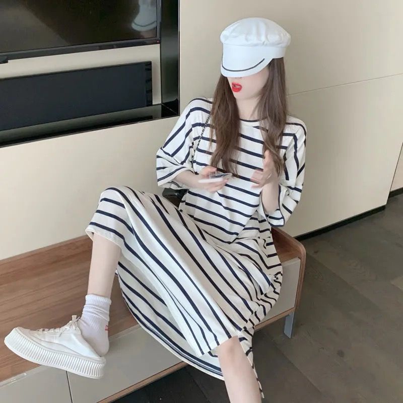 [LININ] Đầm Dài Qua Gối Dáng Rộng Phong Cách Hàn Quốc Cho Nữ