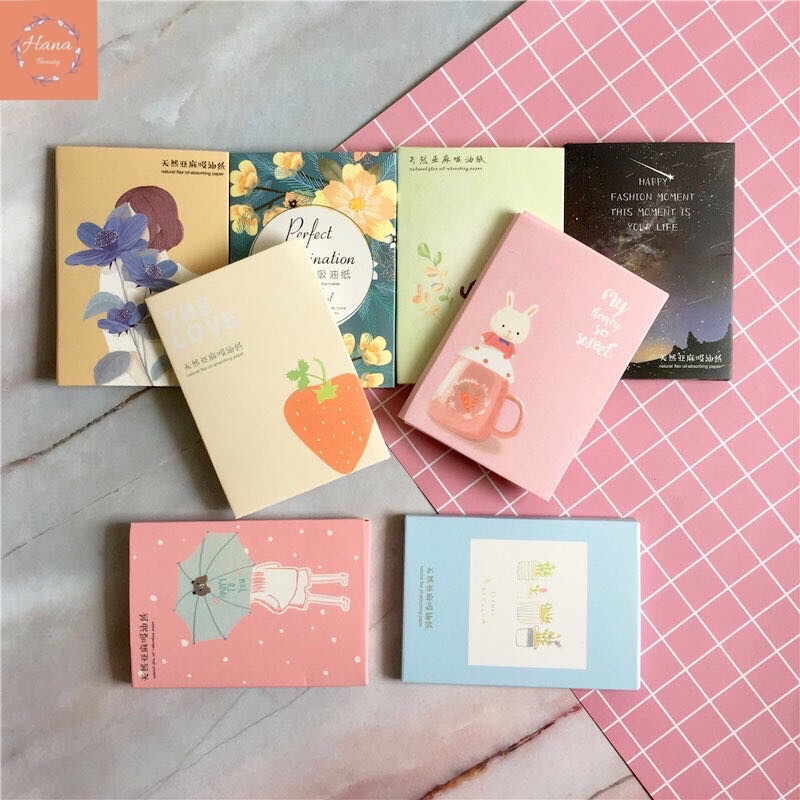 Set 100 Tờ Giấy Thấm Dầu Tiên Lợi Nhỏ Gọn Thấm Hút Đáng Yêu