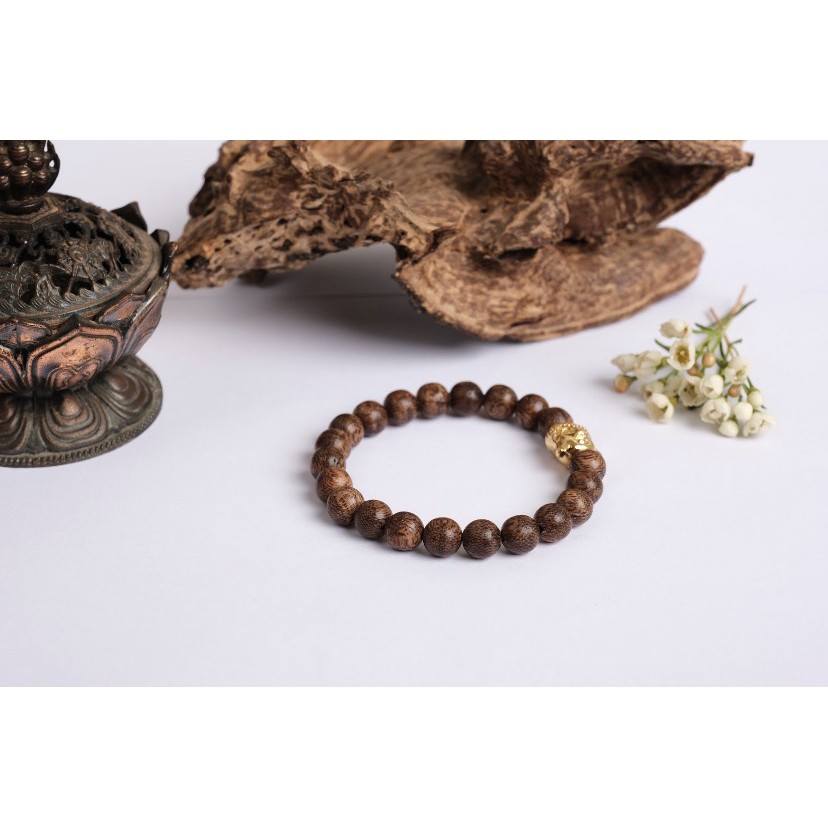 Vòng Tay Trầm Hương Kỳ Gia 8 Li 21 Hạt Phối Charm May Mắn Tài Lộc