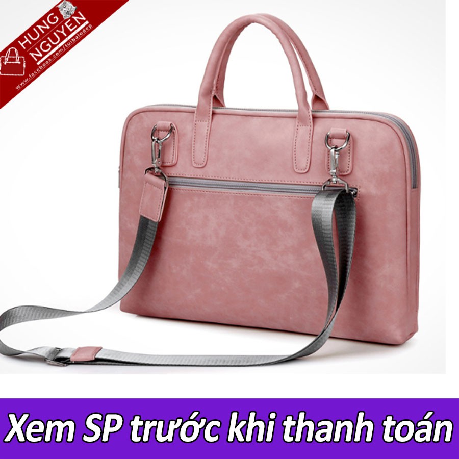 Cặp xách da lộn đựng laptop nữ cá tính 2020
