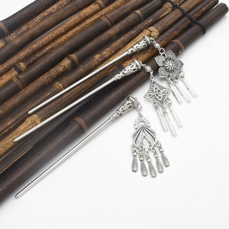 Trâm cài tóc tua rua họa tiết hoa phong cách Trung Hoa cổ điển mới 2018