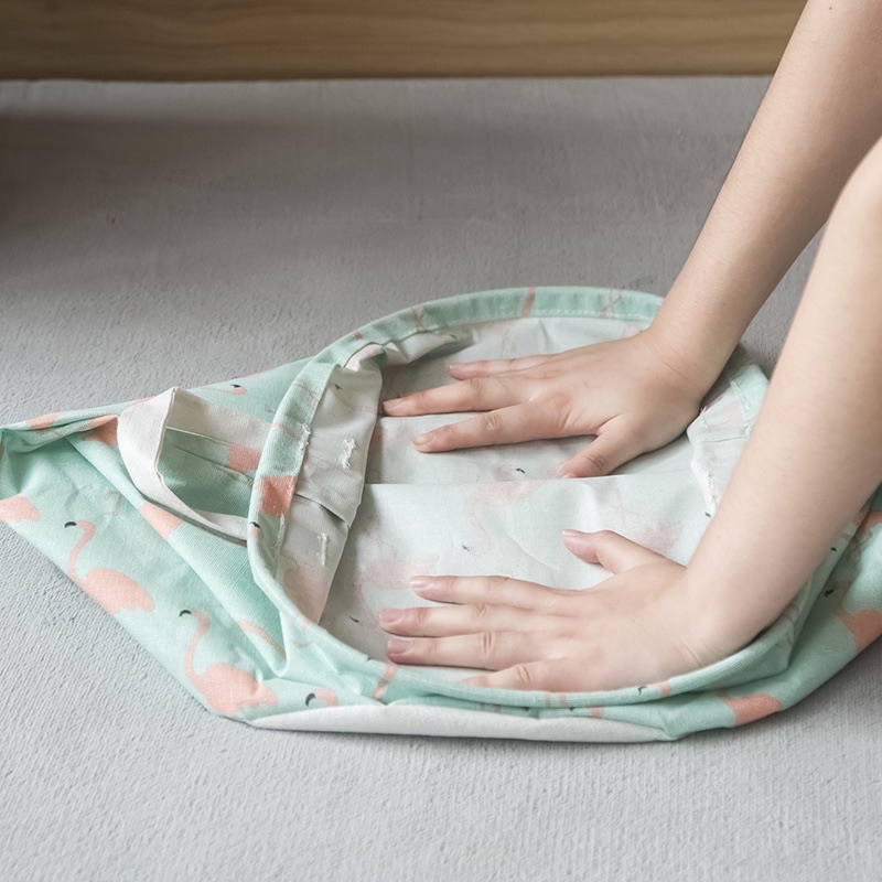 Sọt vải đựng đồ gấp gọn tiện dụng HOẠ TIẾT dễ thương hình trụ có tay cầm - Giỏ vải đựng đồ đa năng Vintage size lớn