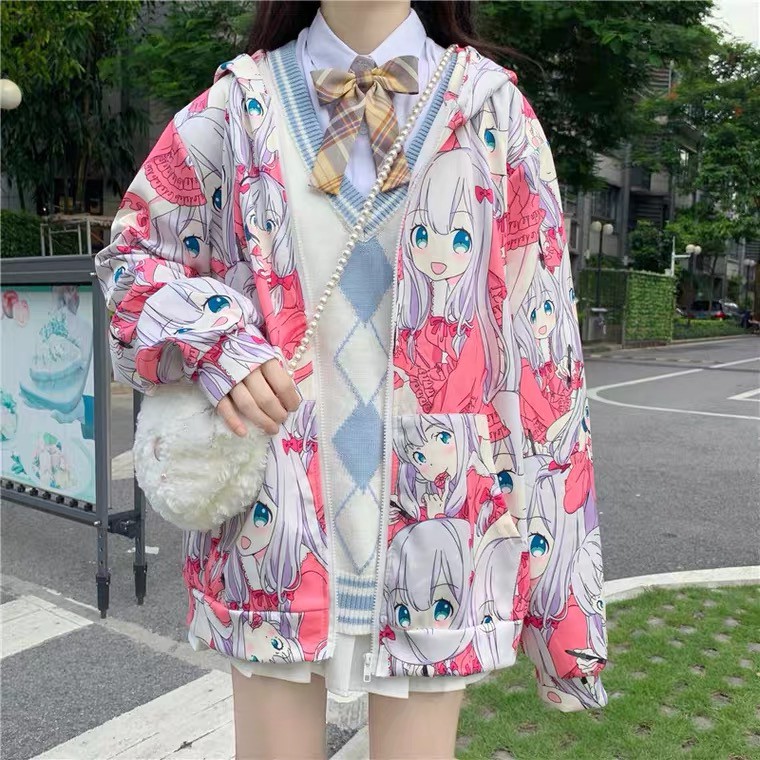 ÁO KHOÁC ULZZANG FORM RỘNG HÌNH ANIME SAGIRI - ORDER 10 NGÀY