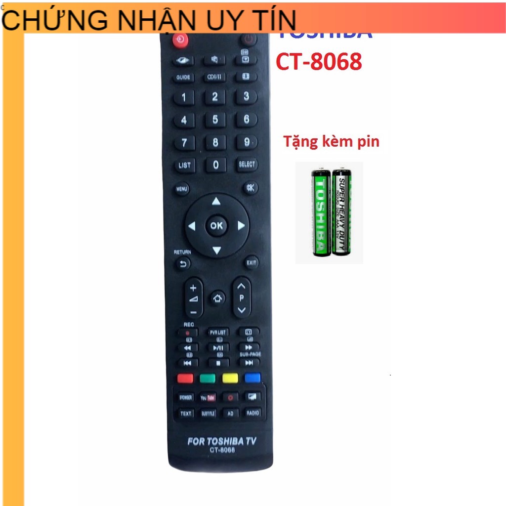 REMOTE ĐIỀU KHIỂN TỪ XA TIVI TOSHIBA CT-8068 SMART INTERNET -TẶNG KÈM PIN - ĐIỀU KHIỂN TIVI TOSHIBA CT 8068