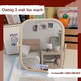 GƯƠNG ĐỂ BÀN XOAY 360 2 MẶT LÚA MẠCH