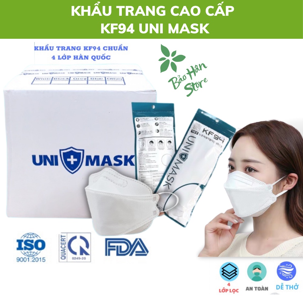 Khẩu Trang Y Tế 4 Lớp KF94 UNI MASK Kháng Khuẩn Ngăn Ngừa Vi Khuẩn Bụi Mịn Bảo Vệ Đường Hô Hấp