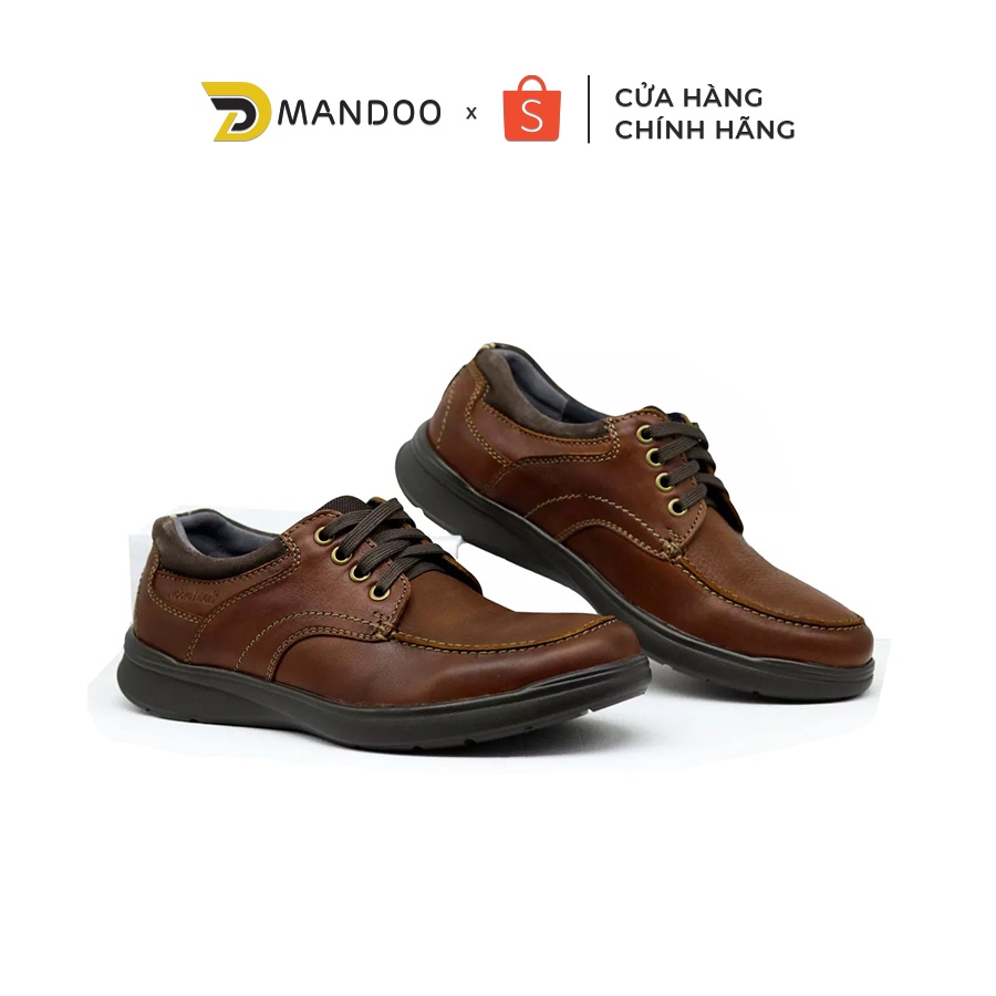 Giày Da Nam Công Sở Tăng Chiều Cao Mandoo Da Bò Thật Cao Cấp NB6 Màu Đen - Nâu